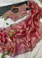Jimmi Choo Pink Traditional Wear Cut Work Saree